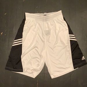 White and black adidas shorts